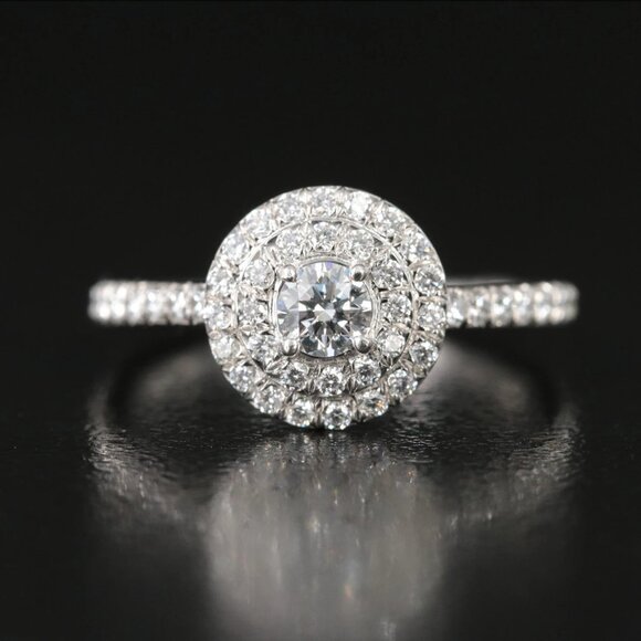 Tiffany & Co. Platinum Soleste Double Halo Diamond Ring - Picture 1 of 12